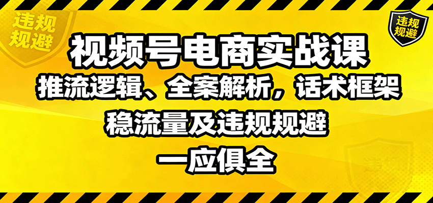 视频号电商实战课：推流逻辑、全案解析，话术框架，稳流量及违规规避等-鑫梵淘