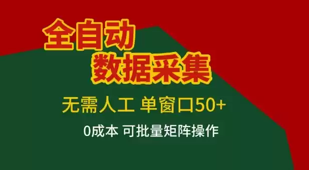 全自动数据采集项目，无需人工，单窗口可达50+收益，操作简单无难度，一个人也能轻松实现矩阵【揭秘】-鑫梵淘