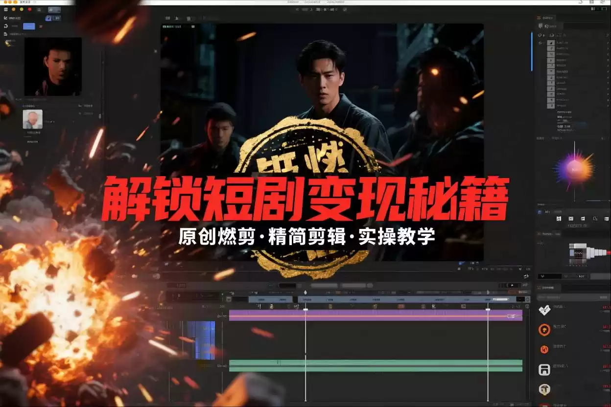 短剧拉新之原创燃剪精简剪辑实操课，解锁短剧变现秘籍-鑫梵淘