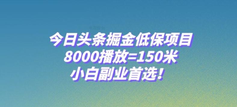 今日头条掘金低保项目，8000播放=150米，小白副业首选【揭秘】-鑫梵淘