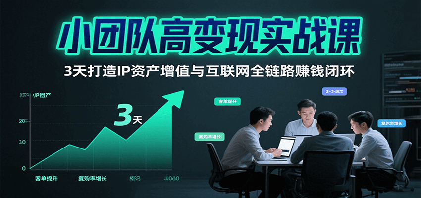 小团队高变现实战课，3天打造IP资产增值与互联网全链路赚钱闭环(第二期)-鑫梵淘