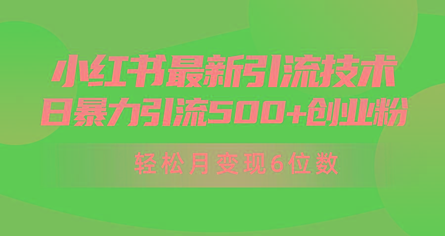 (9871期)日引500+月变现六位数24年最新小红书暴力引流兼职粉教程-鑫梵淘