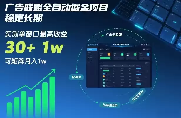 广告联盟全自动掘金项目，稳定长期，实测单窗口最高收益30+，可矩阵月入1w+【揭秘】-鑫梵淘