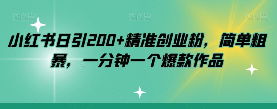 小红书日引200+精准创业粉，简单粗暴，一分钟一个爆款作品【揭秘】-鑫梵淘