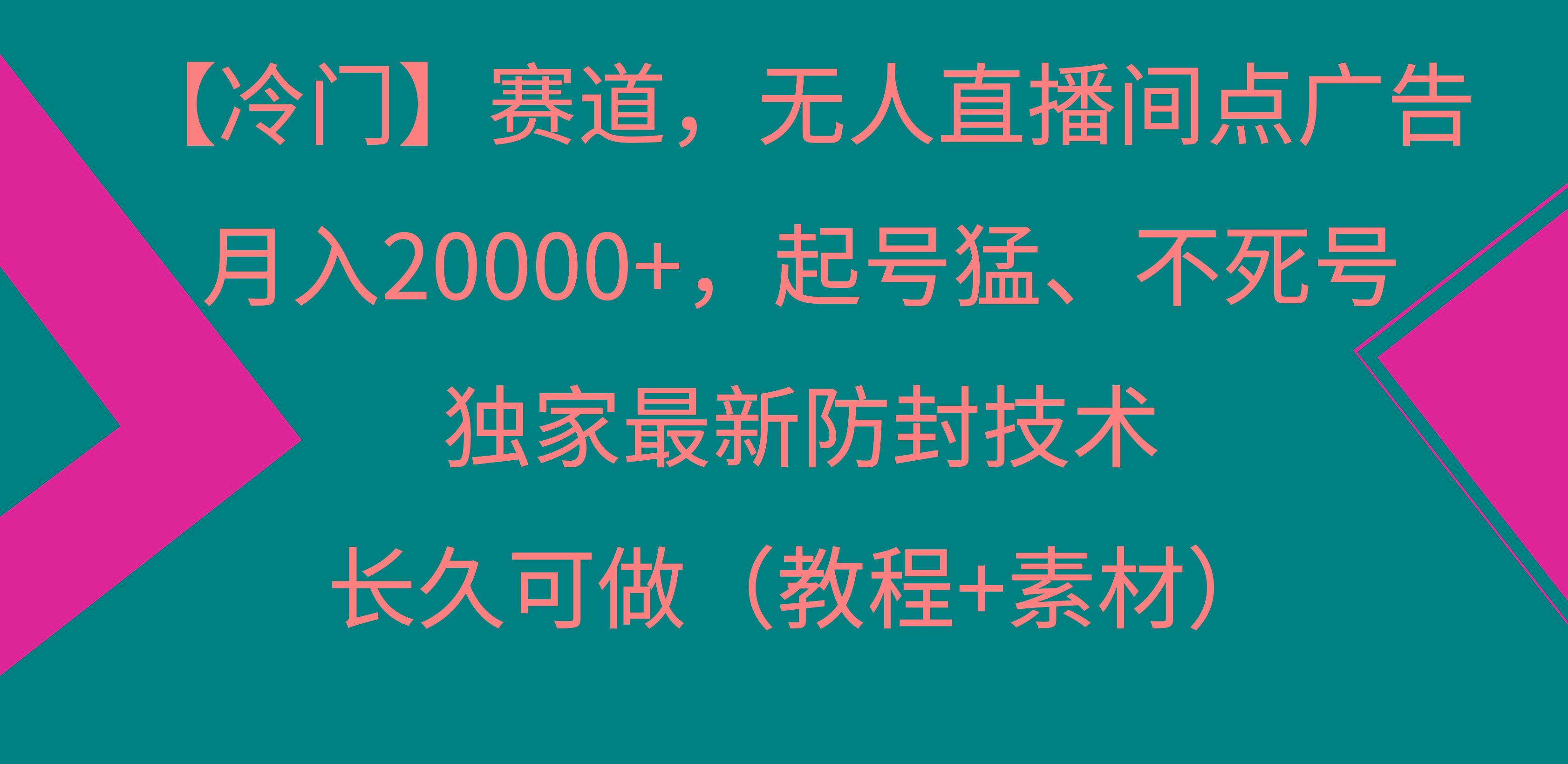 【冷门】赛道，无人直播间点广告，月入20000+，起号猛、不死号，独家最...-鑫梵淘