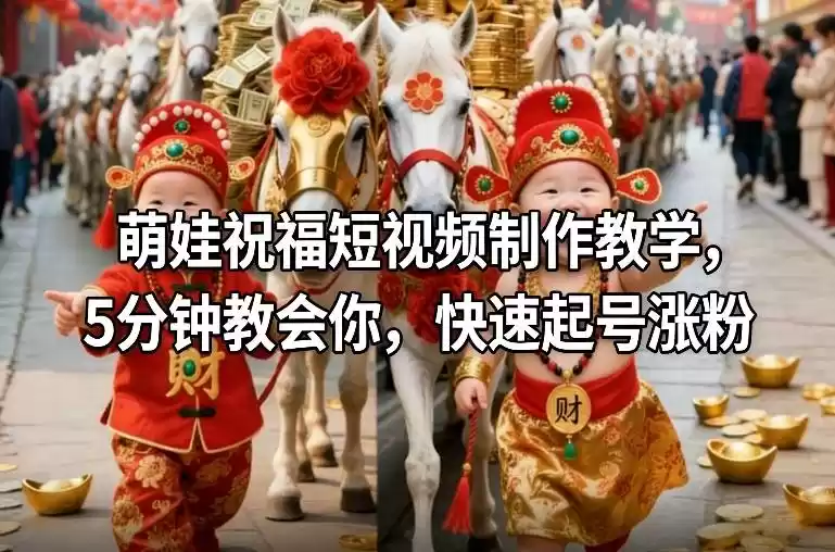 萌娃祝福短视频制作教学，5分钟教会你，快速起号涨粉-鑫梵淘
