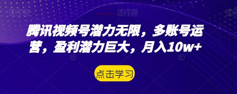 腾讯视频号潜力无限，多账号运营，盈利潜力巨大，月入10w+-鑫梵淘