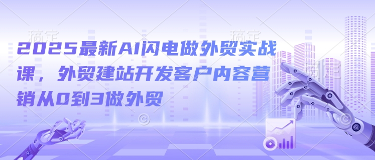 2025最新AI闪电做外贸实战课，外贸建站开发客户内容营销从0到3做外贸-鑫梵淘