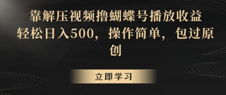 靠解压视频撸蝴蝶号播放收益，轻松日入500，操作简单，包过原创【揭秘】-鑫梵淘