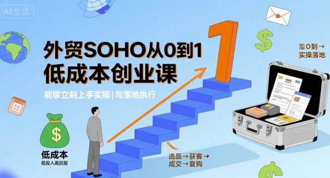 外贸SOHO从0到1低成本创业课，能够立刻上手实操与落地执行-鑫梵淘