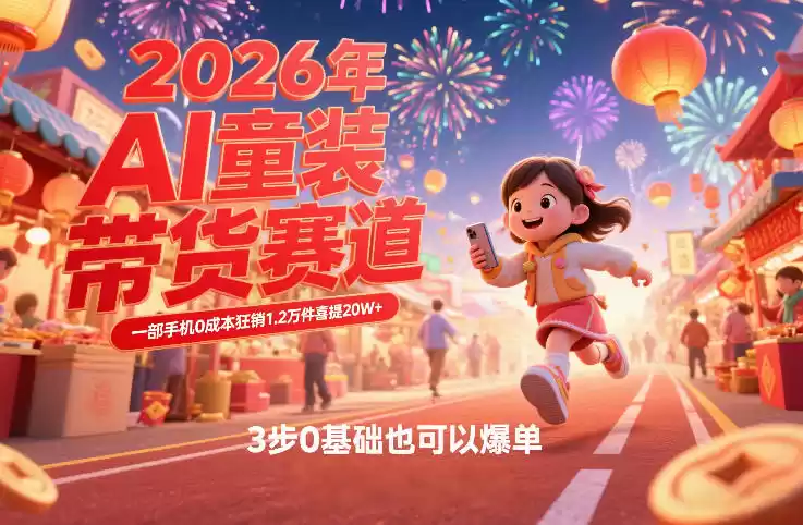 AI童装新春带货赛道，一部手机0成本狂销1.2万件喜提20W+，3步0基础也可以爆单-鑫梵淘