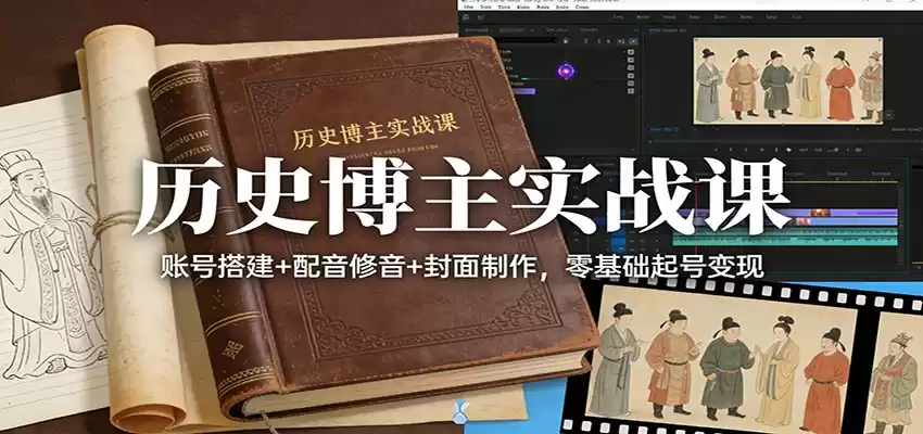 历史博主实战课：账号搭建+配音修音+封面制作，零基础起号变现-鑫梵淘