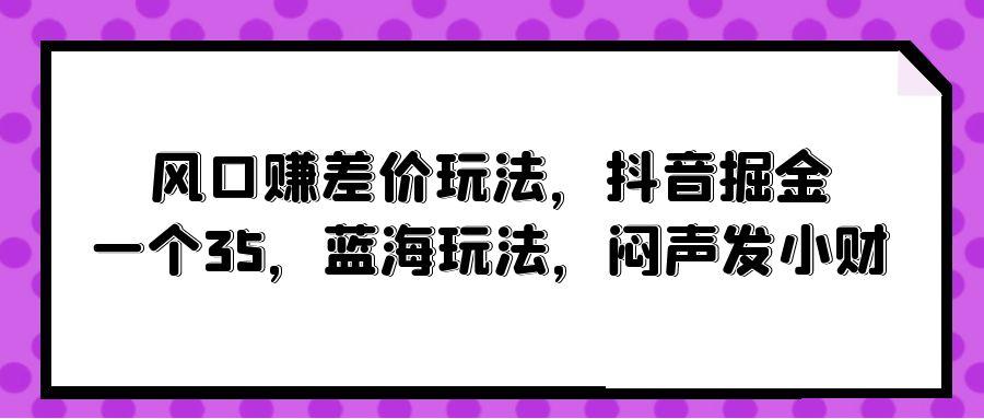 (10022期)风口赚差价玩法，抖音掘金，一个35，蓝海玩法，闷声发小财-鑫梵淘
