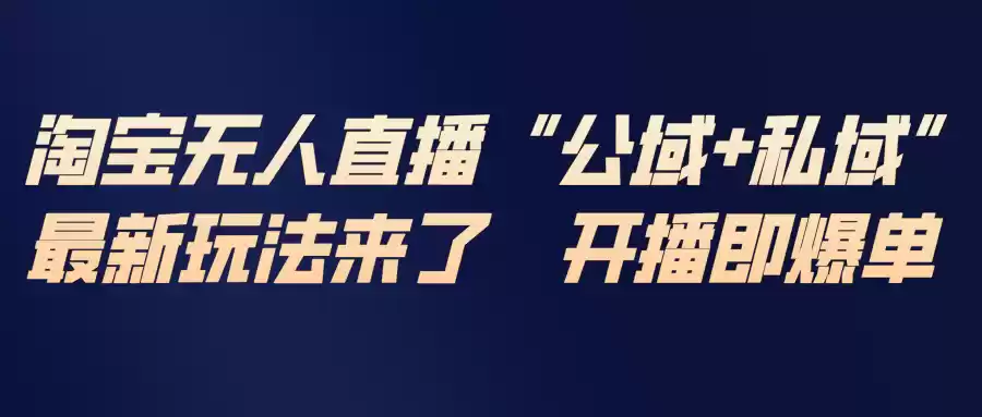 淘宝无人直播最新玩法，包含私域和公域两种玩法-鑫梵淘