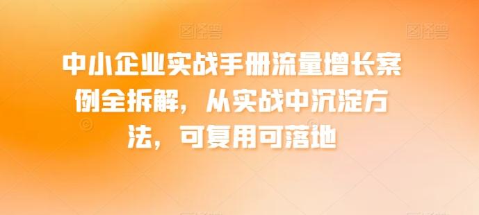 中小企业实战手册流量增长案例全拆解，从实战中沉淀方法，可复用可落地-鑫梵淘