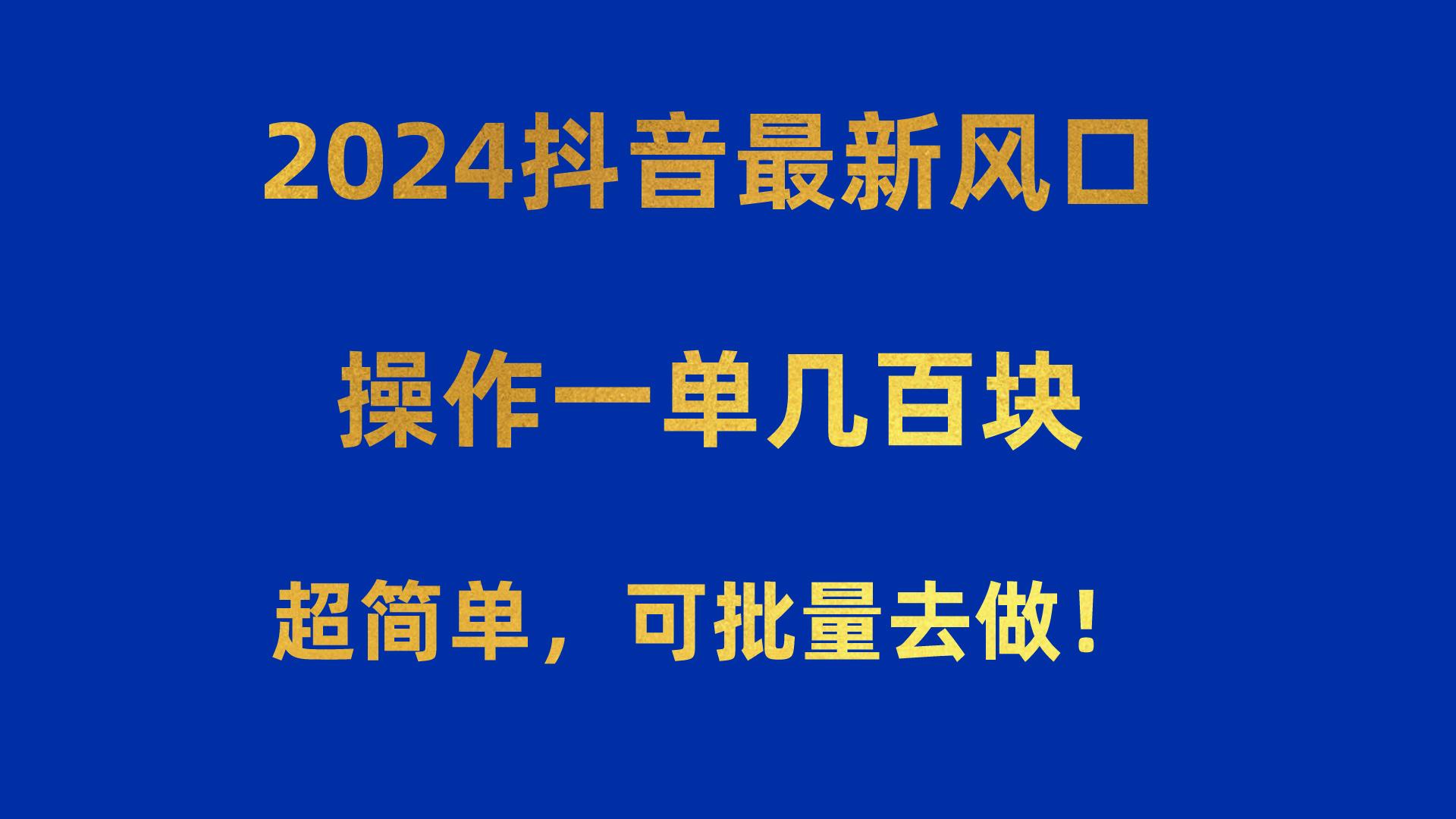 2024抖音最新风口！操作一单几百块！超简单，可批量去做！！！-鑫梵淘