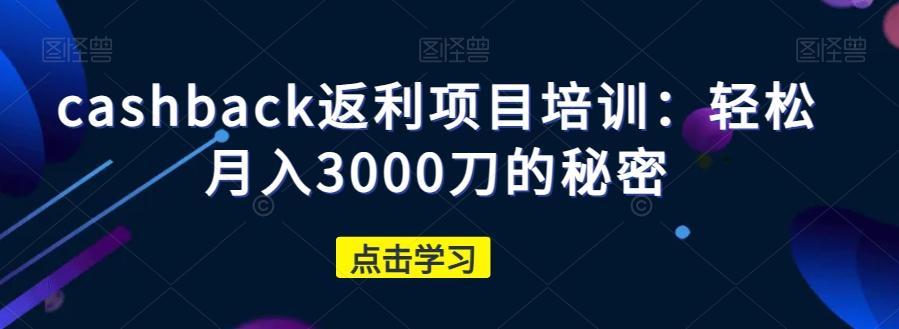 cashback返利项目培训：轻松月入3000刀的秘密-鑫梵淘