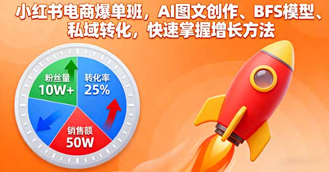 小红书电商爆单班，AI图文创作、BFS模型、私域转化，快速掌握增长方法-鑫梵淘