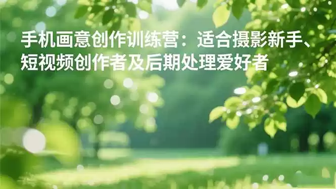 手机摄影之画意创作训练营：适合摄影新手、短视频创作者及后期处理爱好者-鑫梵淘