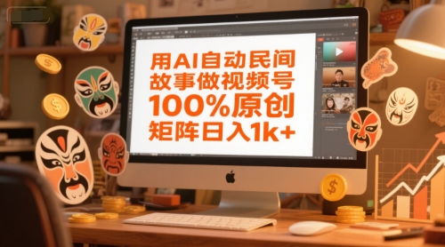 用AI自动民间故事做视频号，100%原创，矩阵日入1k+-鑫梵淘