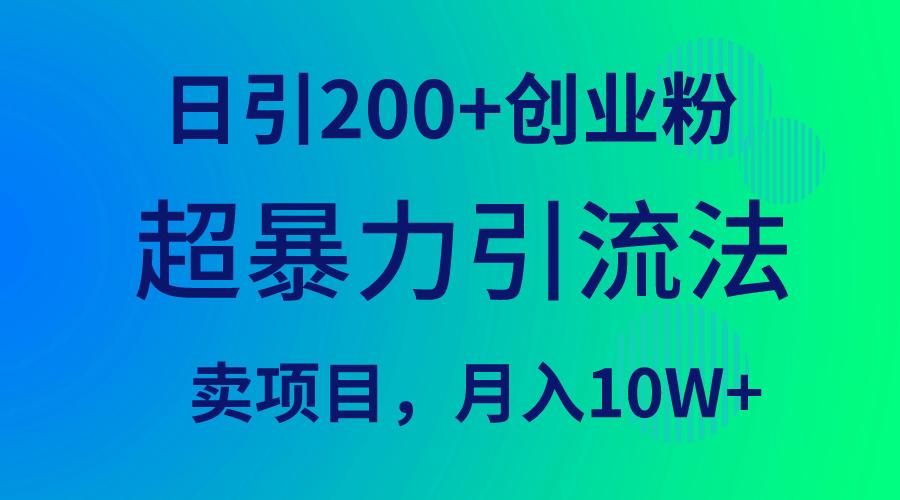 (9654期)超暴力引流法，日引200+创业粉，卖项目月入10W+-鑫梵淘