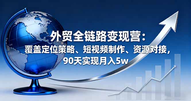 外贸全链路变现营：覆盖定位策略、短视频制作、资源对接，90天实现月入5w-鑫梵淘