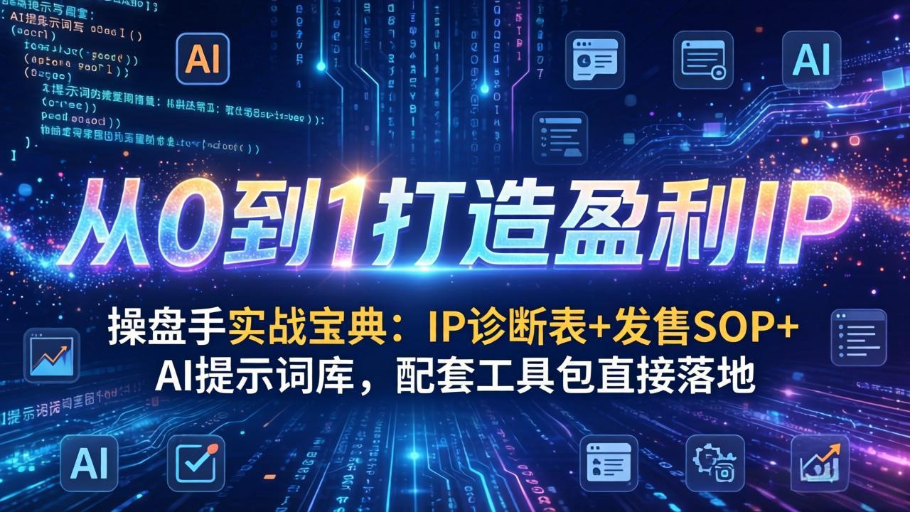操盘手实战宝典：IP诊断表+发售SOP+AI提示词库，配套工具包直接落地，从0到1打造盈利IP-鑫梵淘