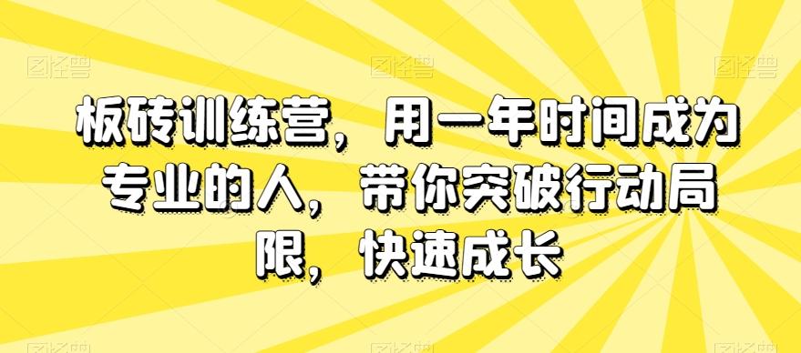 板砖训练营，用一年时间成为专业的人，带你突破行动局限，快速成长-鑫梵淘
