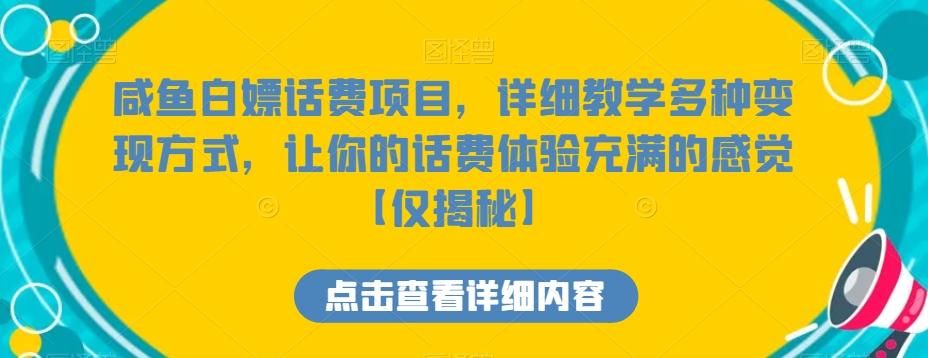 咸鱼白嫖话费项目，详细教学多种变现方式，让你的话费体验充满的感觉【仅揭秘】-鑫梵淘