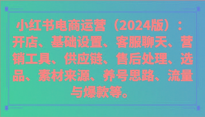 小红书电商运营(2024版)：开店、设置、供应链、选品、素材、养号、流量与爆款等-鑫梵淘