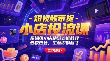 短视频带货-小店投流课，保姆级小店随心推教程，包教包会，生意即刻起飞-鑫梵淘