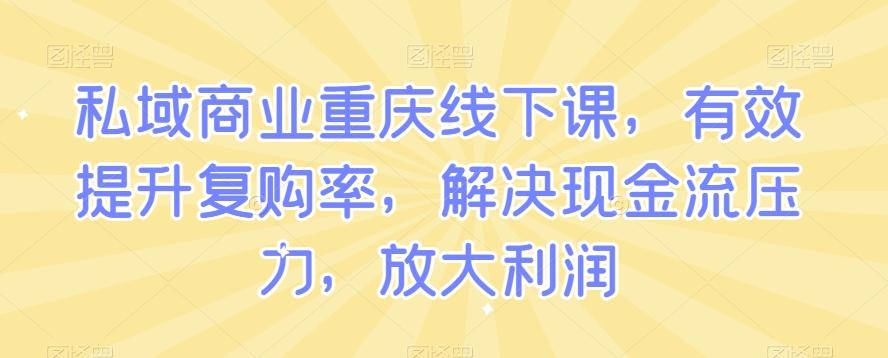 私域商业重庆线下课，有效提升复购率，解决现金流压力，放大利润-鑫梵淘