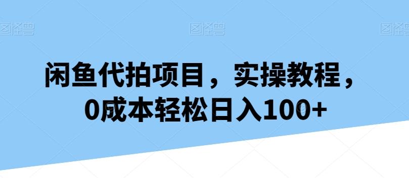 闲鱼代拍项目，实操教程，0成本轻松日入100+-鑫梵淘