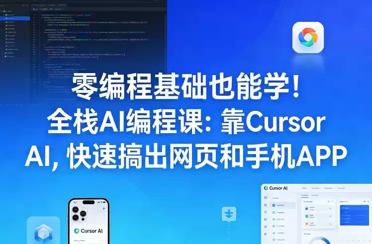 零编程基础也能学！全栈AI编程课：靠Cursor AI，快速搞出网页和手机APP-鑫梵淘