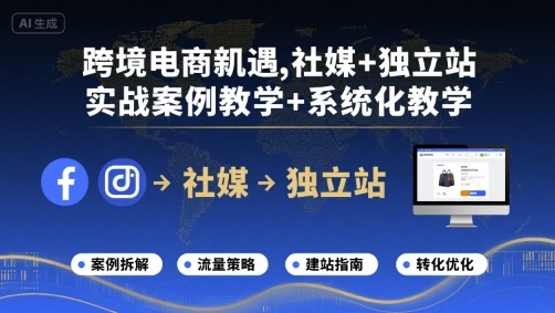 跨境电商新机遇，社媒+独立站，实战案例教学+系统化教学-鑫梵淘