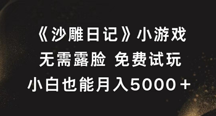 《沙雕日记》小游戏，无需露脸免费试玩，小白也能月入5000+【揭秘】-鑫梵淘