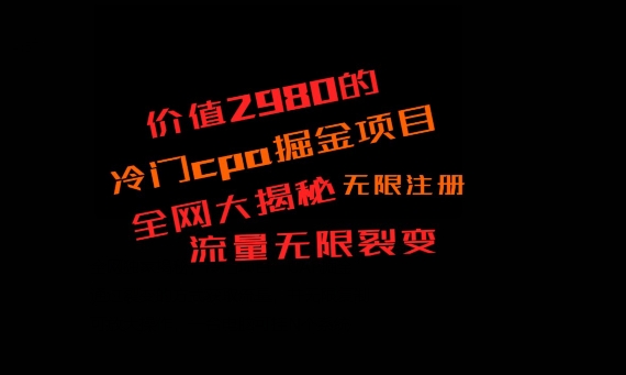 价值2980的CPA掘金项目大揭秘，号称当天收益200+，不见收益包赔双倍-鑫梵淘