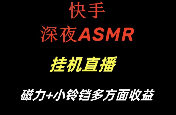 快手深夜ASMR挂机直播，磁力+小铃铛收益(附带工具和5G素材)【揭秘】-鑫梵淘