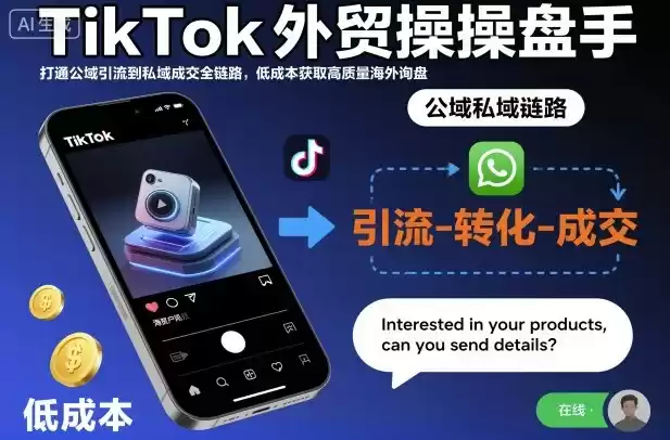 TikTok外贸操盘手，打通公域引流到私域成交全链路，低成本获取高质量海外询盘-鑫梵淘
