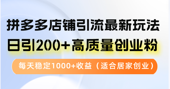 拼多多店铺引流最新玩法，日引200+高质量创业粉，每天稳定1000+收益(...-鑫梵淘