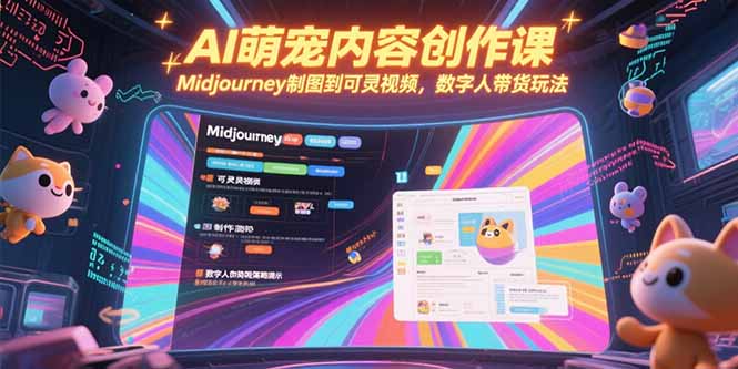 AI萌宠内容创作课，Midjourney制图到可灵视频，数字人带货玩法-鑫梵淘