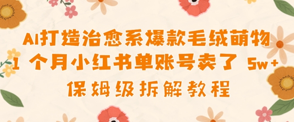 AI打造治愈系爆款毛绒萌物1个月卖了几w，保姆级项目拆解-鑫梵淘