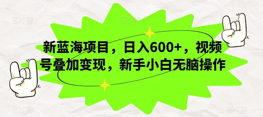 新蓝海项目，日入600+，视频号叠加变现，新手小白无脑操作【揭秘】-鑫梵淘