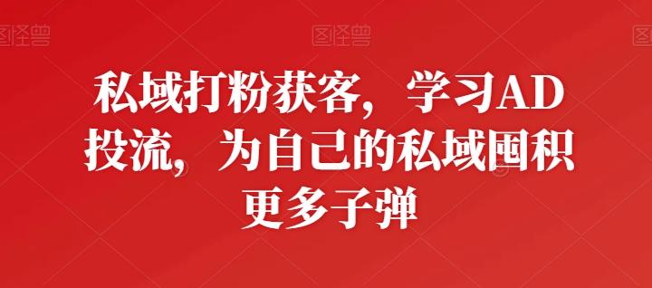 私域打粉获客，学习AD投流，为自己的私域囤积更多子弹-鑫梵淘