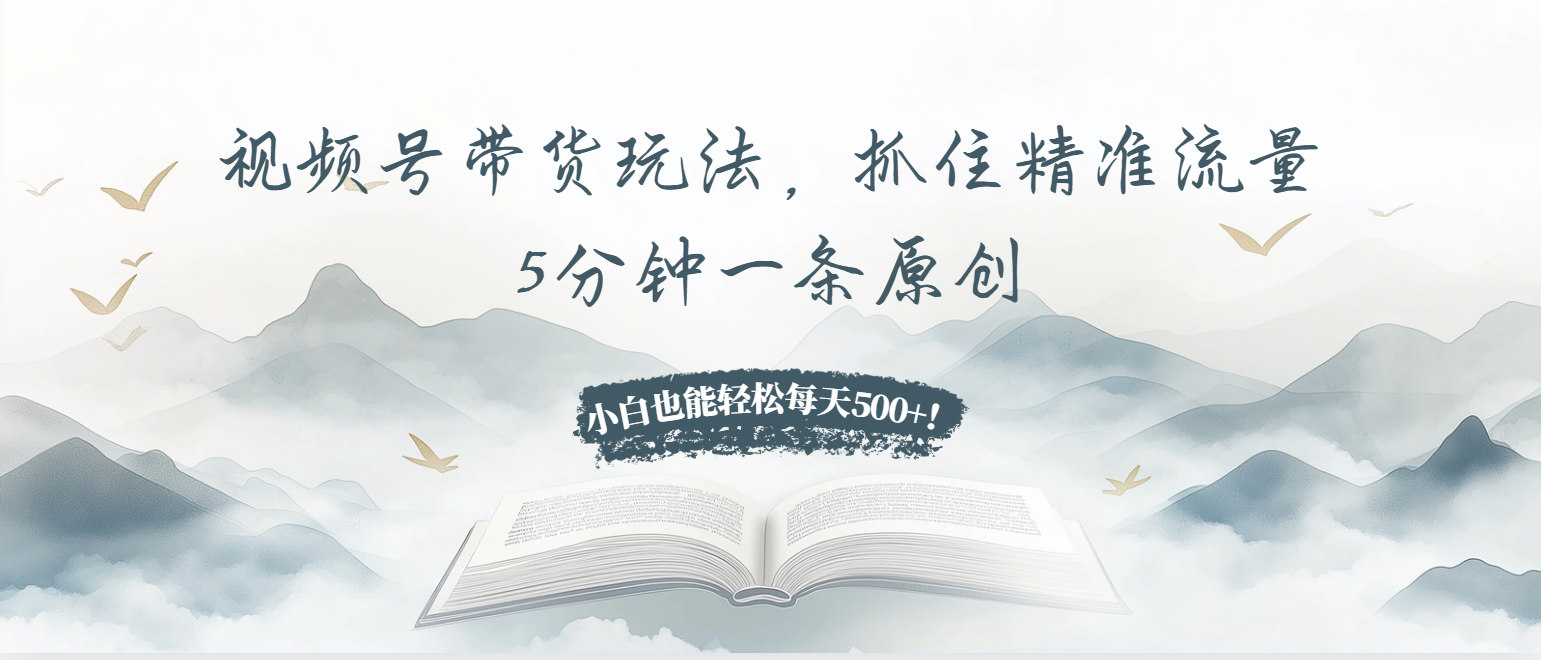 视频号带货玩法，抓住精准流量，5分钟一条原创，小白也能轻松每天500+！-鑫梵淘