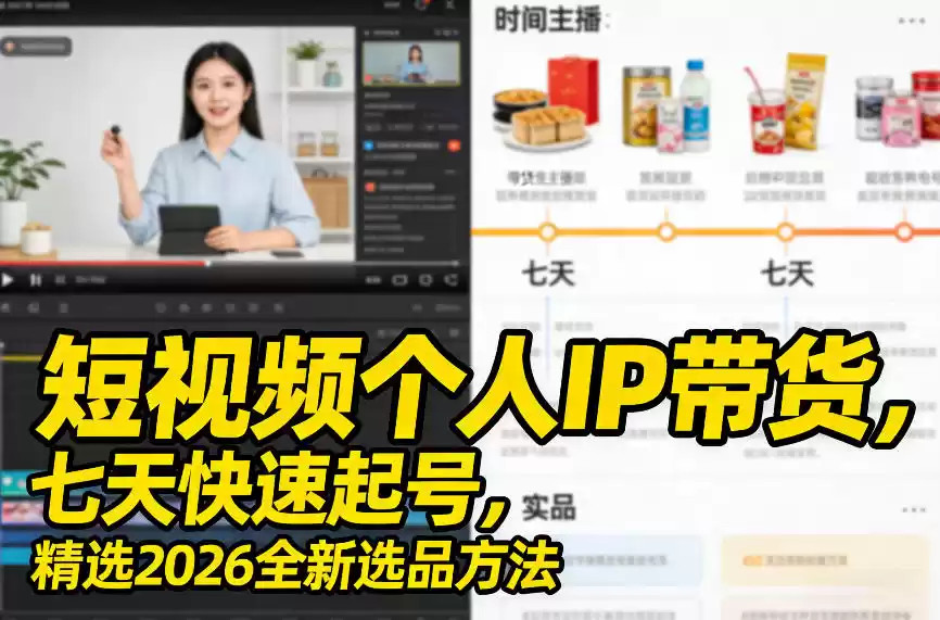 短视频个人IP带货，七天快速起号，精选2026全新选品方法-鑫梵淘