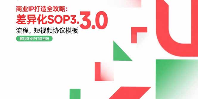 商业IP打造全攻略：差异化SOP3.0流程，短视频协议模板，婚恋项目实战案例-鑫梵淘