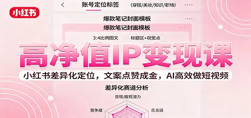 高净值IP变现课：小红书差异化定位，文案点赞成金， AI高效做短视频-鑫梵淘