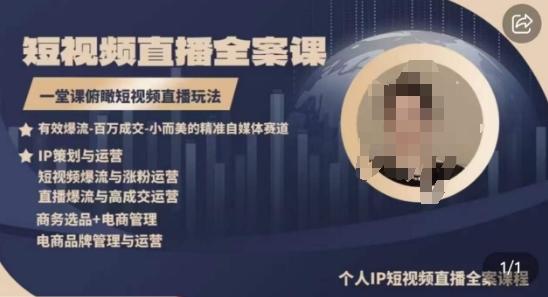 高品质IP短视频直播全案课程，一堂课俯瞰短视频直播玩法-鑫梵淘