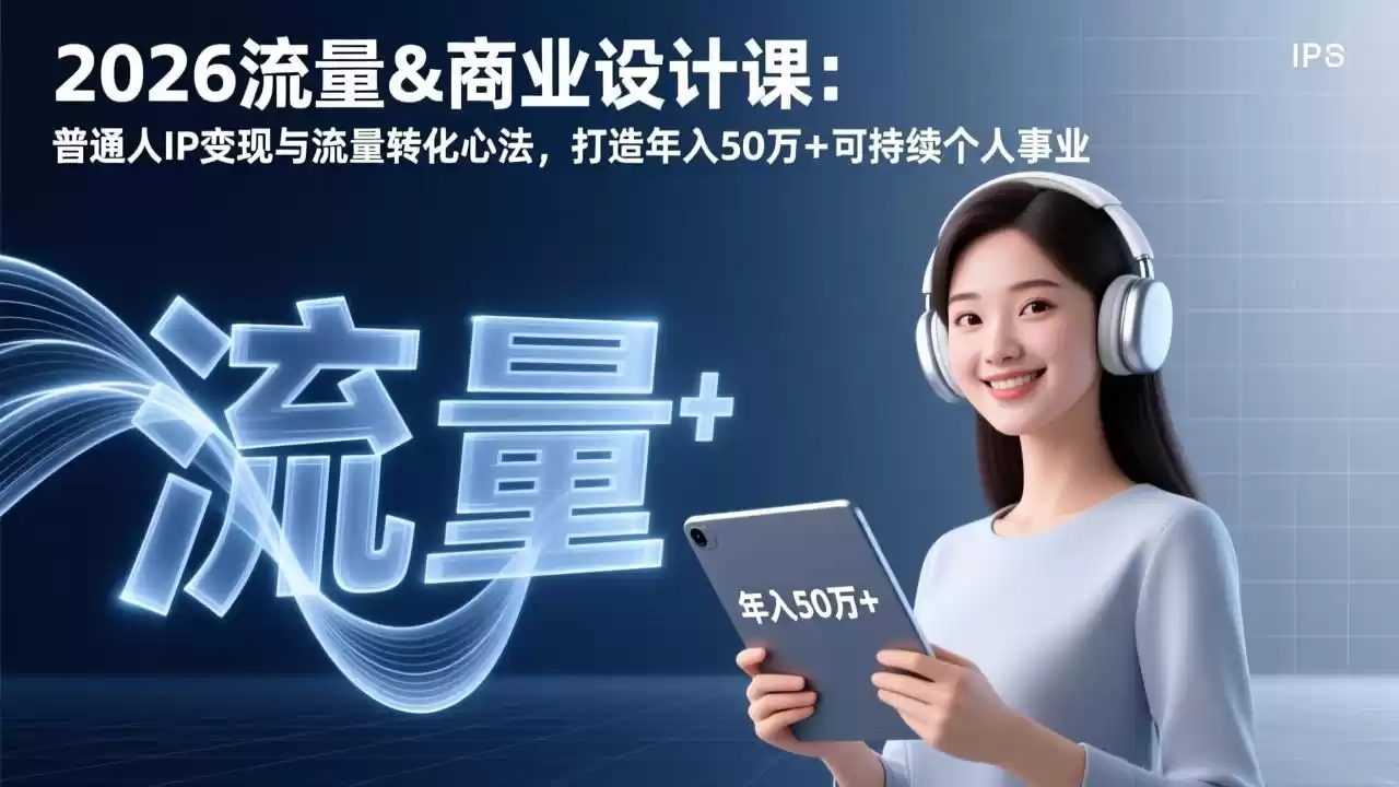 2026流量&商业设计课：普通人IP变现与流量转化心法，打造年入50万+可持续个人事业-鑫梵淘